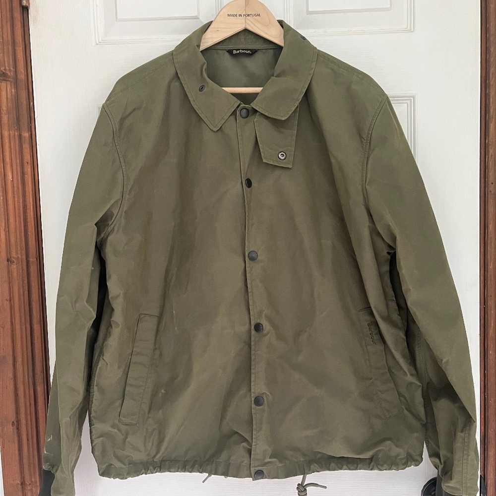 Barbour Jacket, Green Oilskin, Size XXL